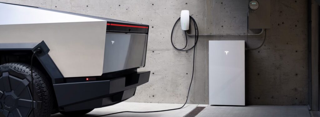 Cybertruck 2025 parked in the wild with active Tesla referral bonus applied