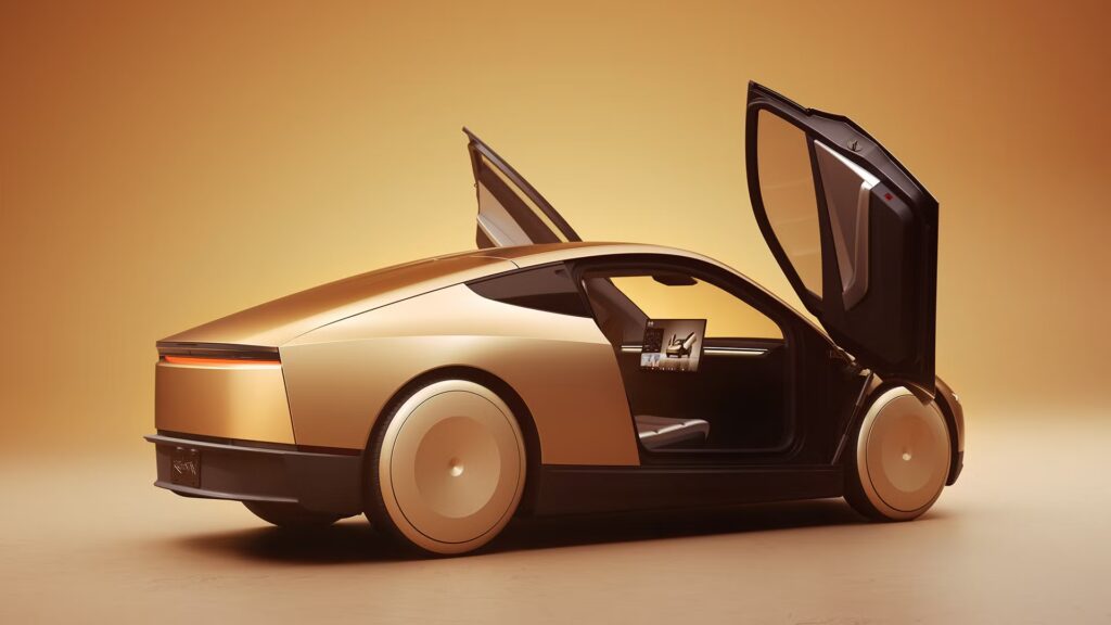 Render of Tesla’s upcoming affordable EV alongside current Tesla lineup (Model 3, Model Y, Cybertruck).