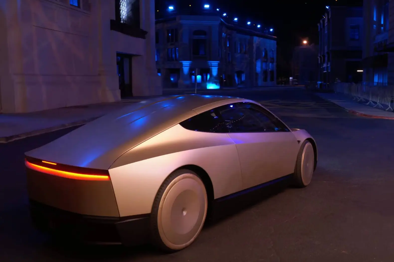 Tesla Robotaxi picking up a passenger during the rollout in 2025.
