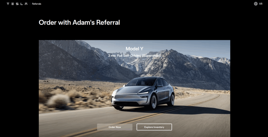 Tesla referral code applied