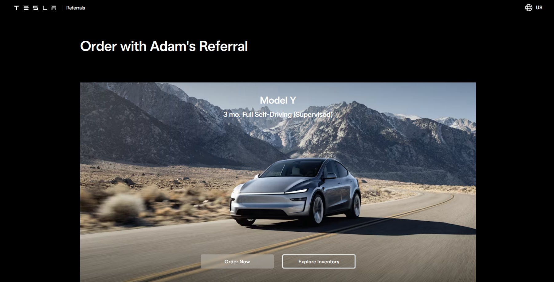 Tesla referral code applied